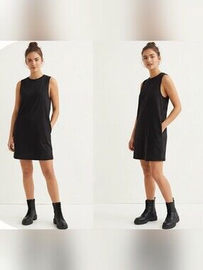 Divided 100% Cptton Black Sleeveless Mini T-Shirt Dress